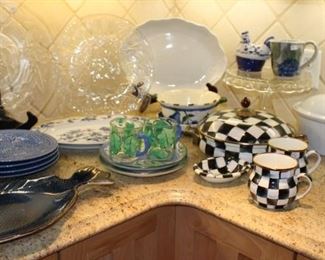 Mackenzie Child pot, mugs and soap dish.