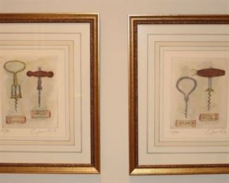 Nicely framed bar tool prints.