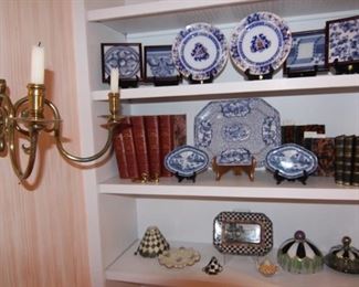 Beautiful blue and white china and tiles, and Mackenzie Child's items.  