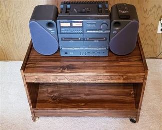 Yamaha YST-SC11 Natural Sound Compact Component System (24 in. wide) with Wooden Media Stand on Casters (28 in. wide) - works