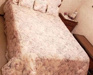 Queen Size Coscill Floral Bed Spread Set - Bedspread, Bed Skirt, Pillow Shams (Posturepedic Pillow inside), and Accent Pillows - Bed, Headboard, and other pictured items not included