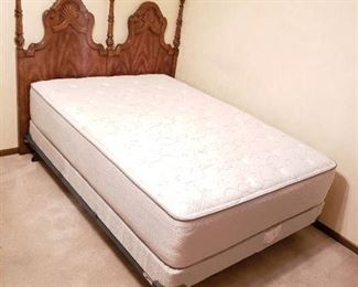 Restonic Comfort Care  Luster  Full Size Mattress, Boxsprings, and Hollywood Metal Frame - Dark Wood Headboard not Included