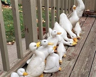 Lot of Outdoor White Ducks/Geese (12) - some may have some damage