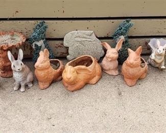 Lot of Rabbit Outdoor Decor- some may have been repaired