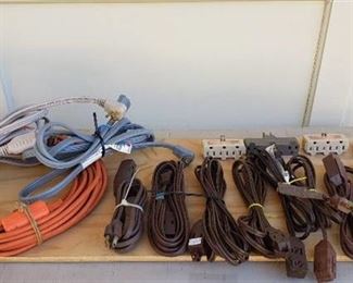 Lot of Extension Power Cords and Plugs