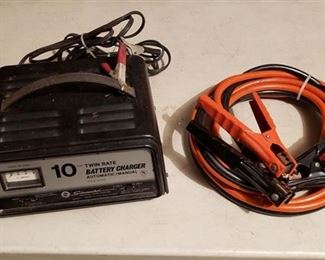 Schumacher 10 amp Battery Charger and a pair of Jumper Cables - works