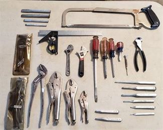 Lot of Craftsman Tools - Allen Wrenches, Chisels, Punches, Vise Grips, Crescent Wrenches, Screwdrivers, and Others