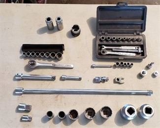 Lot of Craftsman Sockets, Extensions, and Ratchets - Various Sizes (SAE & Metric)