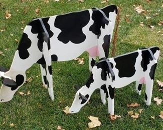 Fine Yard Art - Pair of Take-a-Part Cows - Larger one is 30 in. tall & smaller one needs a tail