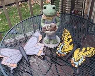 Frogs and Butterflies Decor - Frog is 16 in. tall & one butterfly is damaged