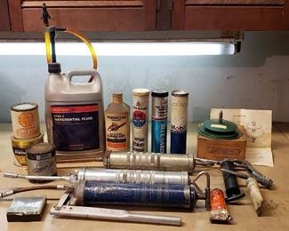 Lot of Grease Guns, Grease, Bearing Packer, Lube, and Diff. Fluid