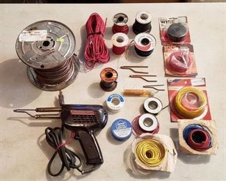 Lot of Soldering Gun (works), Solder, and Various Wire and Connectors