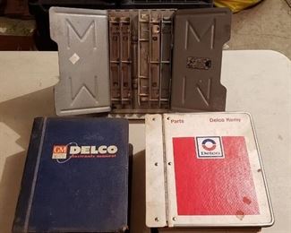 Vintage Automotive GM Delco Electronic Manual, Delco Parts Catalog, and Metal Catalog Holder