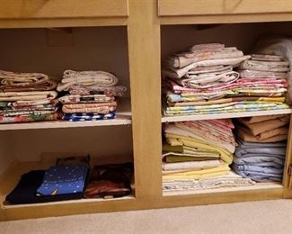 Contents of Lower Linen Closet - Many Vintage Sheet Sets