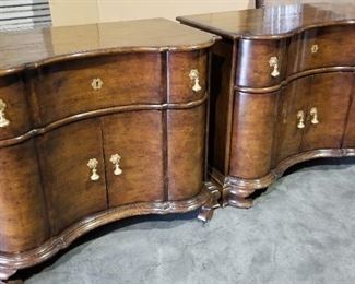 Pair of serpentine drop pull night stands