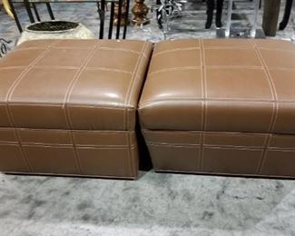 Leather Ottomans on Rollers