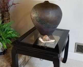 Oriental style Occasional Table 
Raku Lamp one of two