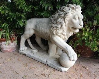 Pair of Early 20th Century Large 36" Lions.