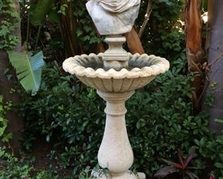 Birdbath with Roman Bust Centerpiece - 6ft. Tall