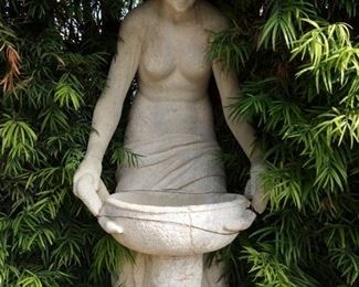 Early 20th Century Greek Nymph Bird Bath - 6ft. Tall