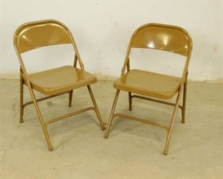 FDL Brand Tan Metal Folding Chairs (2)
