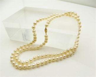 Genuine Pearl Necklace Strand with 14K Yellow