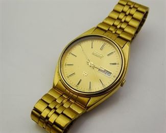 Gold Tone Seiko Mens Wrist Watch