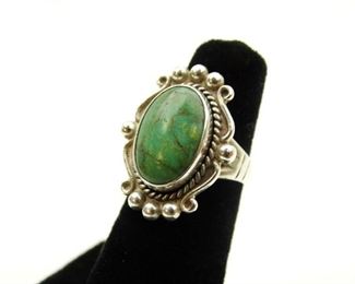Silver & Turquoise Native American Ring, Size 5