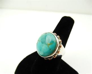 Silver & Turquoise Ring, Size 9