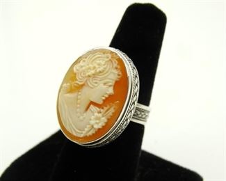 Sterling Cameo Ring, Size 8