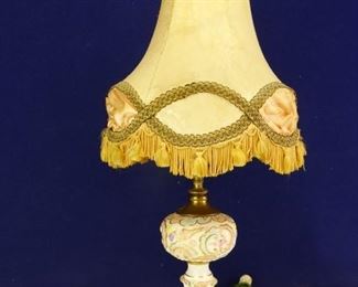 1930s Italian Handpainted Porcelain Lamp with Custom Shade