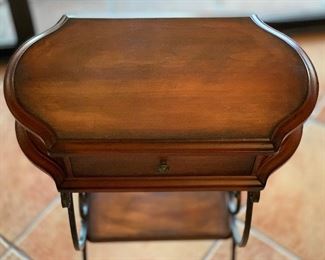 Small Iron Scroll & Wood Console table/Stand 27x24x14in HxWxD