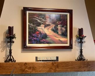 *Signed* Thomas Kinkade Spring Gate Canvas Lithograph Numbered 1569/3950 42wx33Hin in frame Comes with COA