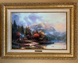 Thomas Kinkade End of a Perfect Day III Numbered Lithograph Frame: 17.5x23.5in Comes with COA