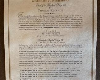 Thomas Kinkade End of a Perfect Day III Numbered Lithograph Frame: 17.5x23.5in Comes with COA