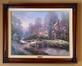*Signed* Thomas Kinkade Spring Gate II Canvas Lithograph Numbered 2323/3450 Frame: 33in H x 42in H Comes with COA