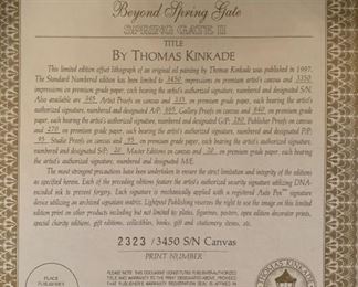 *Signed* Thomas Kinkade Spring Gate II Canvas Lithograph Numbered 2323/3450 Frame: 33in H x 42in H Comes with COA