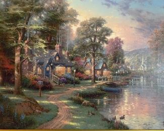 *Signed* Artist Proof Thomas Kinkade Hometown Memories IV Canvas Lithograph Numbered 207/495 Frame: 32in H x 38in W Comes with COA