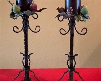 2 Iron Candle Stands PAIR