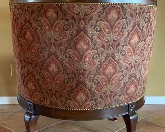 #1 Taylor King Round Back Chair Carved wood/Fabric 43x41x42in HxWxD