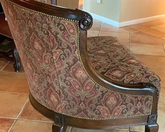 #2 Taylor King Round Back Chair Carved wood/Fabric 43x41x42in HxWxD