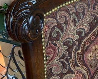 #2 Taylor King Round Back Chair Carved wood/Fabric 43x41x42in HxWxD