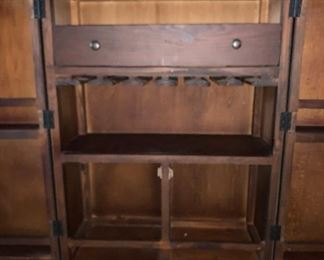 Vintage Walnut Fold-Out Dry Bar 42x29x19in HxWxD