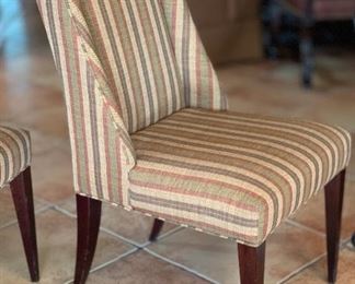 Scroll Iron & Glass Dining Table w/ 3 Fabric Chairs 30in H x 48 in diameter HxWxD