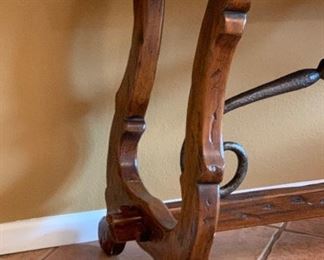 Rustic Inlay Wood & Iron Trestle Table 31x74x22in HxWxD