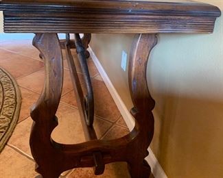 Rustic Inlay Wood & Iron Trestle Table 31x74x22in HxWxD