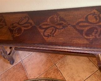 Rustic Inlay Wood & Iron Trestle Table 31x74x22in HxWxD