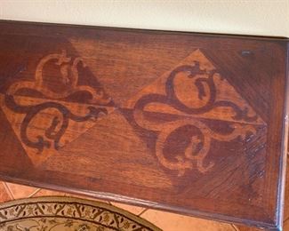 Rustic Inlay Wood & Iron Trestle Table 31x74x22in HxWxD