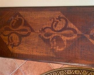 Rustic Inlay Wood & Iron Trestle Table 31x74x22in HxWxD