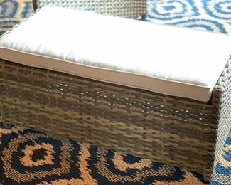 All Weather Wicker Coffee Table w/ Stowaway Ottomans 18x33x33in HxWxD